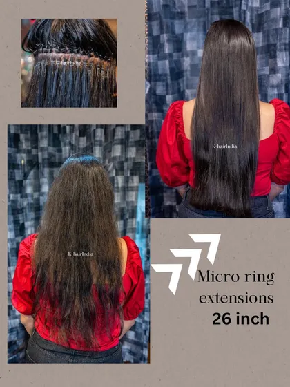 A detailed look at a 26-inch micro ring extension transformation. We turned thin, frizzy hair into a sleek, long, and healthy-looking style that is smooth and completely natural.