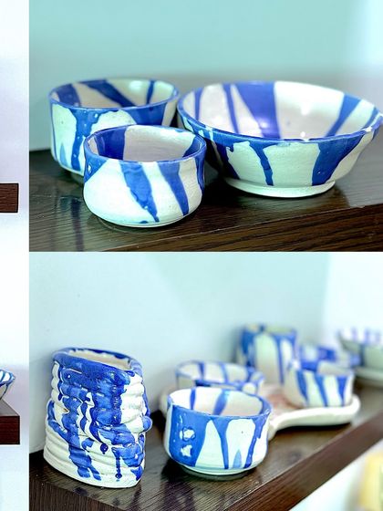 A collection of my hand-thrown and glazed ceramic bowls and pots. The process was full of struggles and smiles, but I slowly found my flow with the clay.