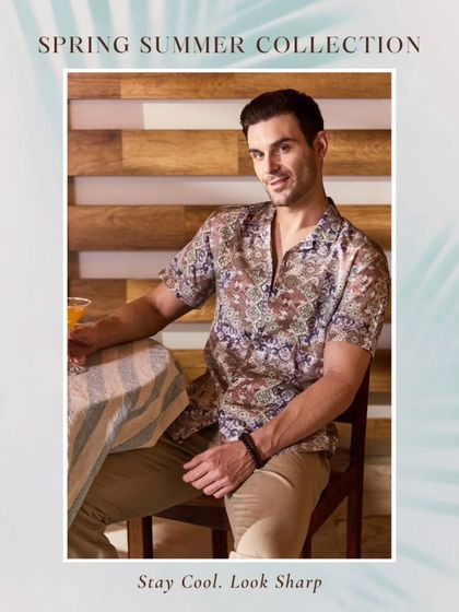 A relaxed moment in one of my printed travel shirts. The fabric is lightweight and breathable, making it ideal for any climate.