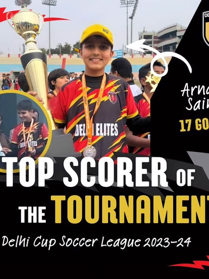 Our 11-year-old superstar Arnav Saini, who clinched the Top Scorer title at the Delhi Cup Soccer League with 17 goals.