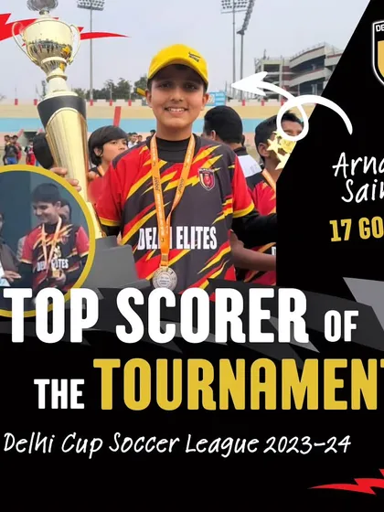 Our 11-year-old superstar Arnav Saini, who clinched the Top Scorer title at the Delhi Cup Soccer League with 17 goals.