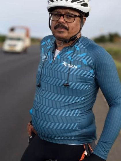A portrait of one of our riders during the Goa 600 brevet. Long distance rides are as much a mental journey as a physical one, and this photo captures a moment of reflection on the road.