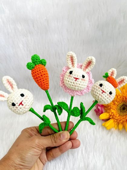 A fun and whimsical collection of bunny and carrot-themed flower stems. These are perfect for Easter or for anyone who loves cute and unique floral designs.
