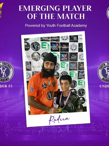 Rudra, a promising U-15 player, earning his award.