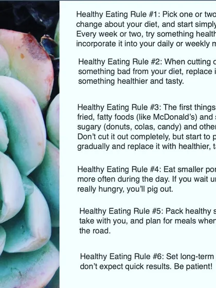 Here are six simple rules for healthy eating that I share in my workshops. From replacing unhealthy items with tasty alternatives to setting long term goals, these tips make healthy living achievable.