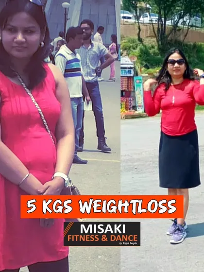 A great 5 kg weight loss transformation. This before and after photo shows a clear change in her fitness and confidence levels.