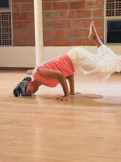 A performer mid-movement during the Uncut Chapter 2 showcase. This image captures the dynamic energy and physical storytelling that our platform encourages.