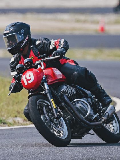 Another great shot capturing the confidence and improved form of a rider after attending our track school.