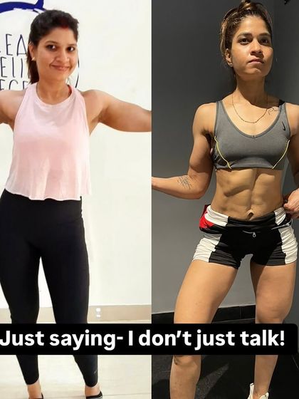 A client's impressive transformation, showing a significant change in body composition and muscle definition. This is what happens when you stop talking and start doing.