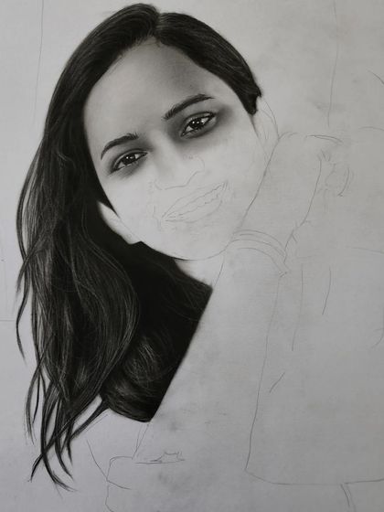 A progress shot focusing on the hair and face.