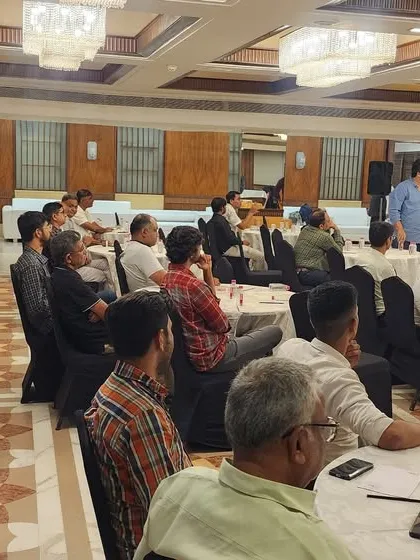 A shot of the presentation session during our Ahmedabad meet, where we shared technical updates and future plans with our partners.