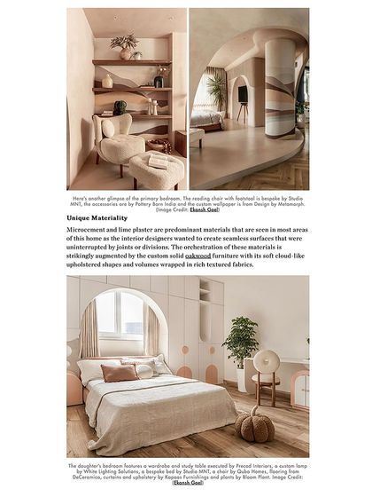 This page from our Design Pataki feature shows the daughter's bedroom and bathrooms, all bound by the use of soft, cloud-like shapes and plush fabrics.