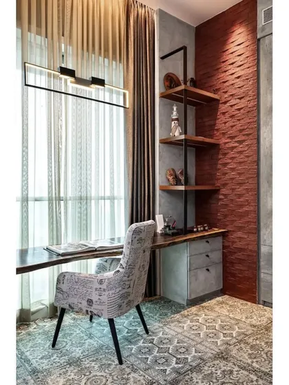 Another angle of the study area, highlighting the comfortable, stylish chair and the ample desk space, perfect for the "boss lady" who works from home.