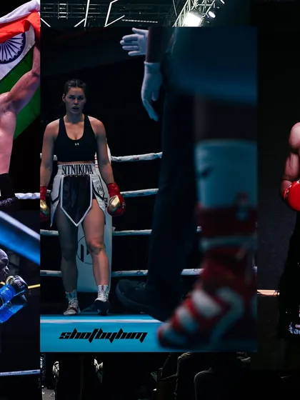 From the champion's walk-out draped in the flag to the focused stance of a female warrior ready for battle, I document every key player and moment that makes fight night electric.