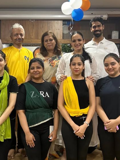 A group photo showcasing the wonderful diversity of our studio members, all united by their love for yoga.