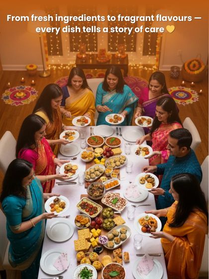 From fresh ingredients to fragrant flavours, every dish I make tells a story of care. Here's a beautiful party spread with a variety of appetizers.