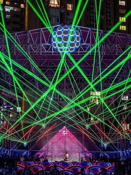 The laser show for Boris Brejcha's concert was a masterclass in production. A complex web of green lasers filled the entire arena, creating an immersive, futuristic atmosphere.