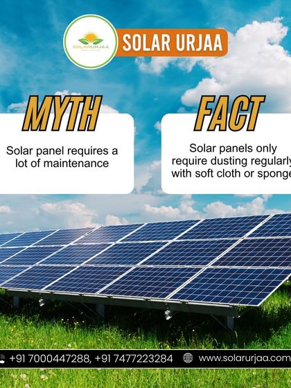 Myth: Solar panels require a lot of maintenance. Fact: Solar panels are low-maintenance and only require regular dusting with a soft cloth or sponge to ensure they perform efficiently. We can handle this for you with our AMC services.