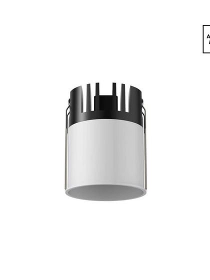 The Liquid Beam downlight in a matte white finish. This option allows for seamless integration with a white ceiling, providing a clean and minimalist look.