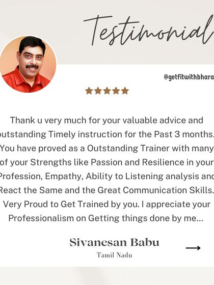 I'm proud to be called an outstanding trainer with passion and empathy. Great communication is a two-way street, and I appreciate my clients' trust.