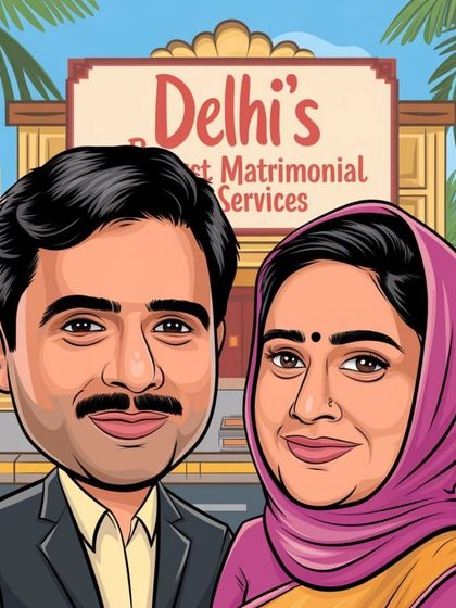 I offer Delhi's best matrimonial services for finding your better half. This caricature represents the happy, local couples I bring together.