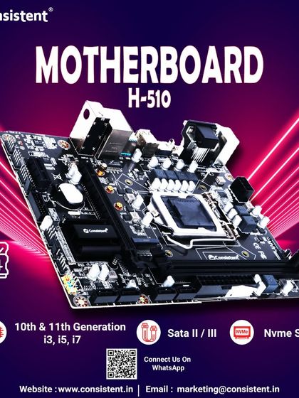 Our H-510 motherboard is built for 10th and 11th generation Intel processors. It delivers future-ready performance with support for DDR4 RAM, SATA II/III, and an NVMe slot, ensuring your PC is fast and responsive.