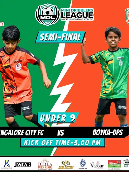 Semi-final match-up poster for our U9 team in the Mini Dribblers League.