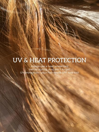 Hair needs sun protection too. Our students learn to always recommend a heat and UV protectant to prevent color fading and damage.
