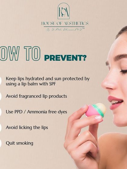 To prevent lip pigmentation, it's essential to keep your lips hydrated and protected with an SPF lip balm. We also recommend avoiding fragranced lip products, quitting smoking, and using PPD/Ammonia-free hair dyes.