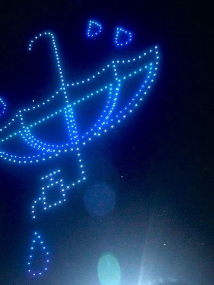 An umbrella protecting from rain, another creative formation from our Jal Jagar Maha Utsav show. Our goal was to create captivating visuals for an environmental cause.