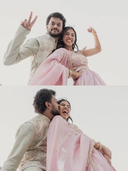 From flexing muscles to a spontaneous kiss on the cheek. This set of images captures the fun-loving and affectionate nature of the couple in a series of candid moments.