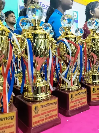 A close-up of the "Champion of Champion" trophies for our National Abacus Championship. These awards represent the hard work and dedication of our students and the high standards of our programs.