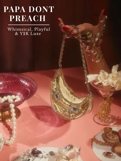 Whimsical, playful, and Y2K luxe. This stunning bag from Papa Don't Preach is for the bride who wants to have fun with her accessories. It's a piece of art.