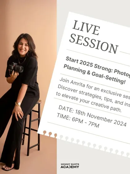An announcement for a live session on photography planning and goal-setting for the new year.