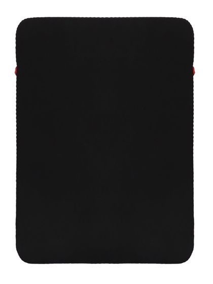 A simple, front-on shot of a black laptop sleeve, isolated on a white background.
