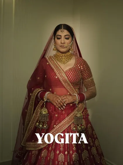 My beautiful sister Yogita, ready for her wedding. I gave her a classic look with soft smokey eyes and a flawless base to complement her traditional red bridal attire.