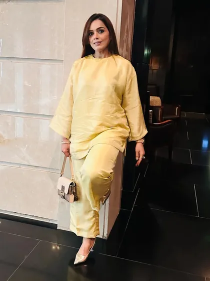 Another pose in the versatile yellow choga set. This outfit is a testament to my belief that style should be comfortable without sacrificing elegance.