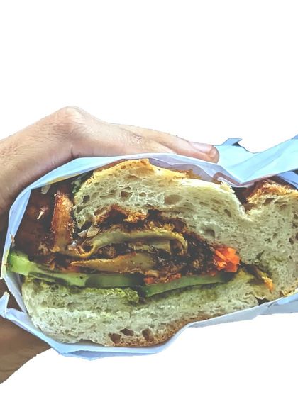Our Bánh Mì sandwich, a flavor-packed creation from one of our pop-up events.