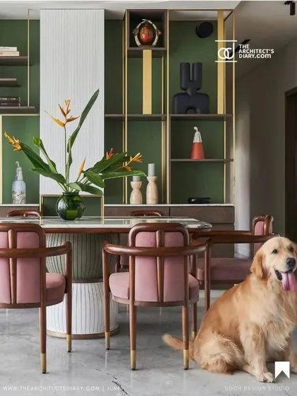 Another featured shot from The Architect's Diary, highlighting the pet-friendly and stylish dining space.