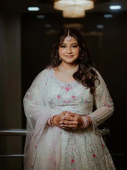 A beautiful portrait of the bride ready for her engagement ceremony.
