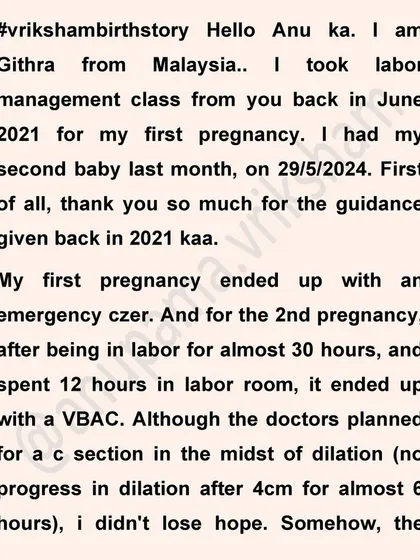 This mother from Malaysia shares her VBAC story after her first pregnancy ended in an emergency C-section. Her determination paid off, even when doctors were considering another C-section.