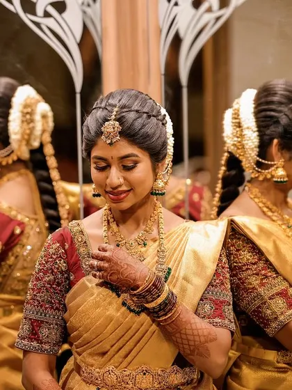 A multi-angle shot showing the bride's look from all sides. I pay attention to every detail to ensure the makeup and hair are perfect from every viewpoint.