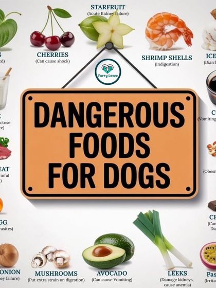 It's critical to know which human foods are dangerous for dogs. This infographic clearly lists toxic items like chocolate, onions, avocado, and grapes that you should never feed your pet.