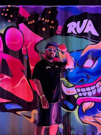 Posing in front of another amazing piece of graffiti art in Thailand.