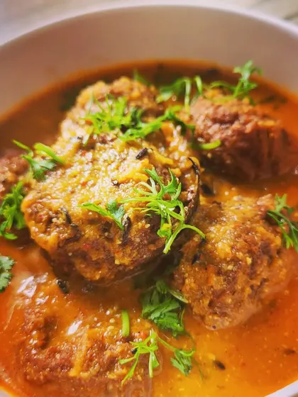Another look at the Lauki Kofta curry, showing the rich texture of the gravy and the soft dumplings.