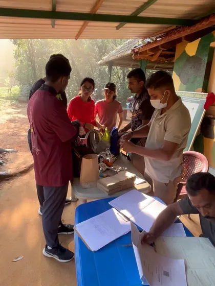 Forest officials checking trekkers' bags at the checkpoint to ensure no plastic is carried onto the trail. We fully support and cooperate with these measures.