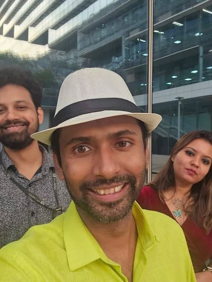 A selfie with the band before our performance for ITC Infotech.