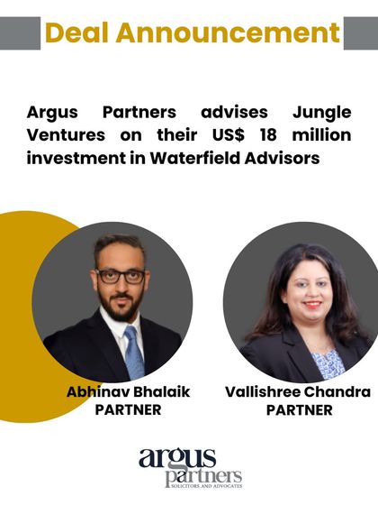 We advised Jungle Ventures on its US$ 18 million investment in wealth advisory firm Waterfield Advisors. Our role included comprehensive transaction advisory and due diligence, facilitating the deployment of capital for technology infrastructure and market expansion.