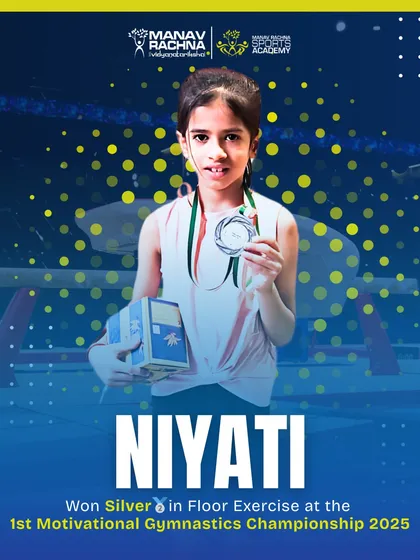 Celebrating our young gymnast Niyati, who won a Silver medal in Floor Exercise at the 1st Motivational Gymnastics Championship. Her grace and dedication are an inspiration.