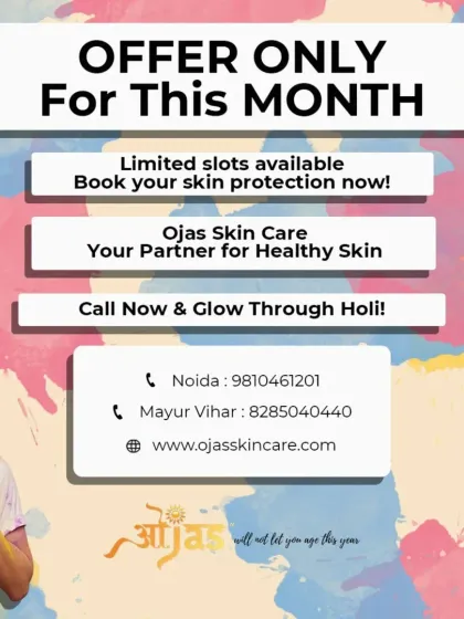 Glow through Holi with our special offer for this month. Book your skin protection treatment now, as limited slots are available to get your skin ready for the festivities.